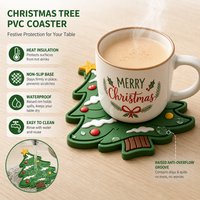 Sous-verre en caoutchouc imperméable et antidérapant, résistant à la chaleur, pour Noël, avec logo personnalisé, en PVC, pour la décoration de table de café