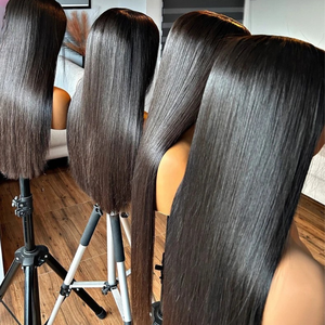 Parrucca anteriore in pizzo dritto HD con osso crudo vietnamita Pre pizzicata 250% densità chiusura diritta <span class=keywords><strong>parrucche</strong></span> <span class=keywords><strong>capelli</strong></span> umani da donna - Product Image 2