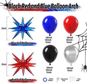 Zwarte, rode en blauwe spin-thema ballonbogen voor mannen met folieballonnen voor spin-thema verjaardagspartydecoratie - Product Image 4