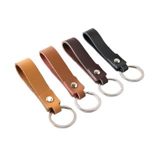 LLavero de cuero PU de Color puro con correa de coche, llavero con logotipo personalizado de tamaño pequeño, nuevo estilo - Product Image 1