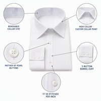 Kemeja Pria Formal Oxford 100% Katun, Ukuran Sesuai Pesanan, Perawatan Mudah, Kerah Tinggi, 2 Kancing, Lengan Panjang