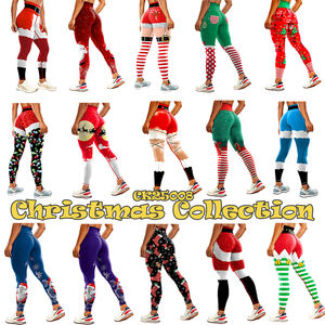 女性エルフ CK25008 コスチューム クリスマス 冬 雪の結晶 サンタ ヨガ レギンス 伸縮性ウエスト ハイプラスサイズ 4方向ストレッチ ジム - Product Image 1