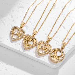<span class=keywords><strong>Ti</strong></span> <span class=keywords><strong>amo</strong></span> collana a cuore in acciaio inossidabile di lusso per le donne con placcatura in oro con zircone come pietra principale-per I cristiani - Product Image 4