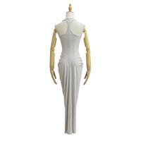 Nouvelle mode Robes moulantes sans manches sexy et unies pour l'été, col en V, longues robes moulantes pour femmes