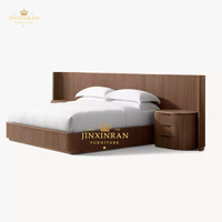 Lit en bois massif haut de gamme moderne et luxueux pour hôtels américains Cadre de lit double King Queen Size