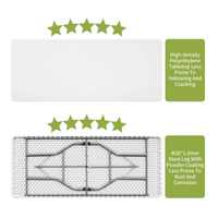 Tables pliantes rectangulaires portables en plastique HDPE blanc de 6 pieds, faciles à nettoyer, résistantes à l'humidité, pliables en deux, longues