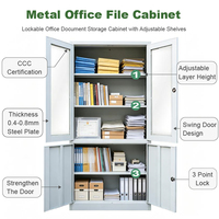 Armoire de rangement en acier avec porte vitrée, étagère réglable, verrouillable, pour bureau, organisation de documents