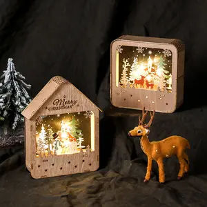 热卖家居装饰圣诞木屋带发光二极管灯窗摆件圣诞精美礼品