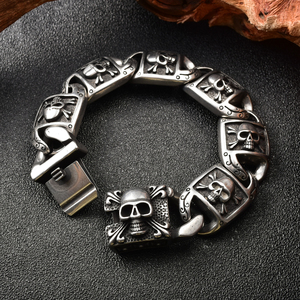 Pulsera de Eslabones Cubanos Miami para Hombre, de Acero Inoxidable 304 316L, Plateada, con Diseño de Esqueleto, Gruesa, de Moda, Diseño Personalizado, Estilo Hip Hop, Regalo, Venta al por Mayor - Product Image 3