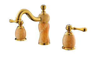 Ensemble de comptoir de luxe antique trois pièces avec robinet de lavabo en laiton à double poignée pour eau chaude et froide, mitigeur de lavabo vintage pour hôtel - Product Image 3