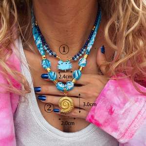 Collier de perles bleues en verre Collier de clavicule perlé fait à la main Collier pour femme - Product Image 6