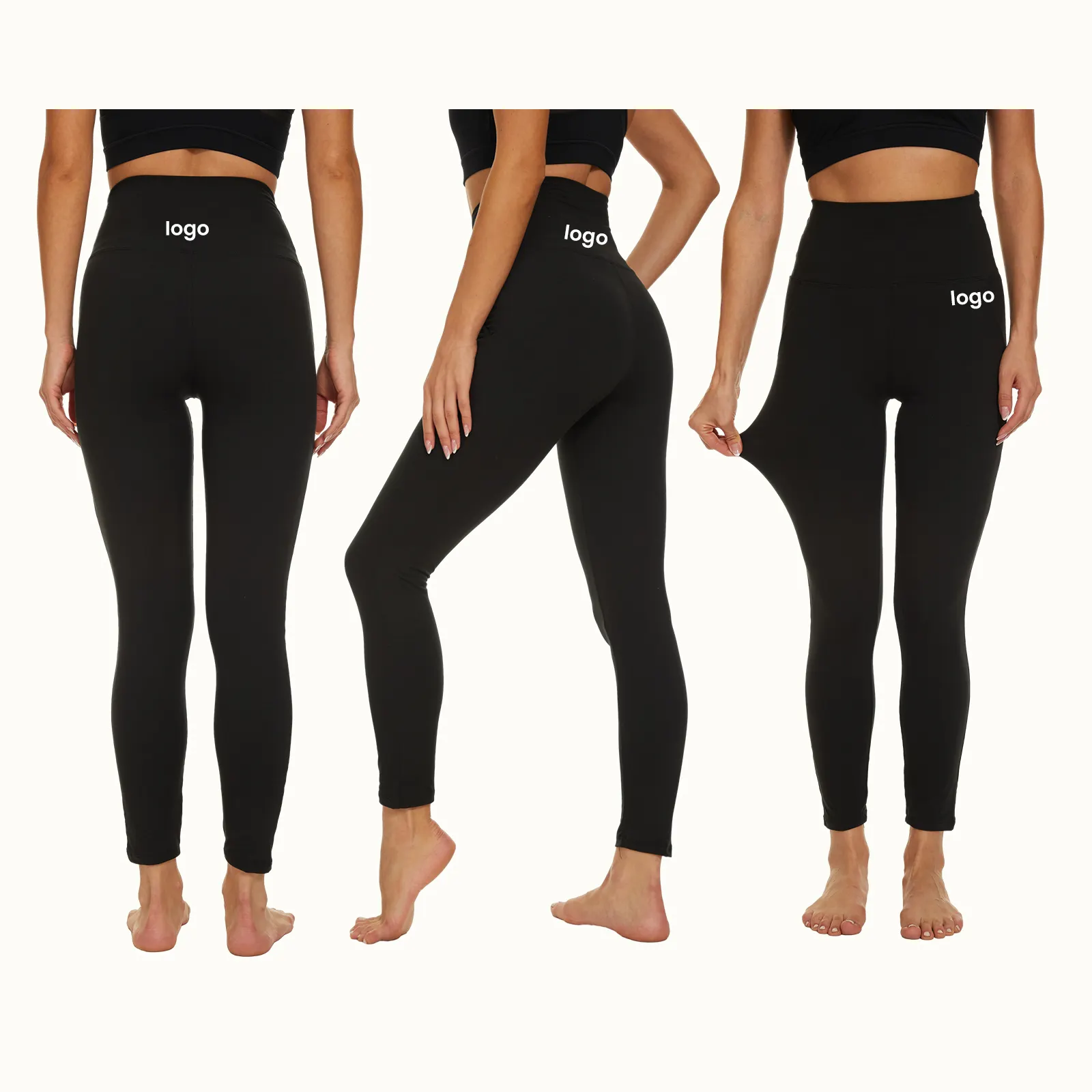 Custom Logo Manufacturer Wholesale Women Soft Breathable Leggings Solid High Waist Girls Daily Wear Clothing Tight Pants