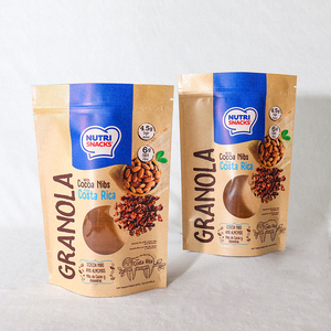 Biodegradabile richiudibile per <span class=keywords><strong>biscotti</strong></span> e alimenti in plastica con chiusura a chiusura lampo Kraft Stand up sacchetto di imballaggio con finestra - Product Image 1