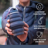 Caractéristique écologique Bouteilles d'eau pliables sans BPA Shaker Drinkware Type 550ml Bouteille d'eau pliable en silicone