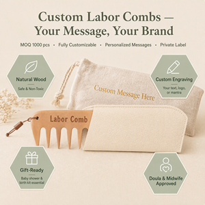 Peine de madera para el <span class=keywords><strong>parto</strong></span> con logotipo personalizado de fábrica, para alivio del dolor, para <span class=keywords><strong>bolsa</strong></span> de <span class=keywords><strong>hospital</strong></span>, posparto, con dientes anchos, para embarazo y <span class=keywords><strong>parto</strong></span> - Product Image 3