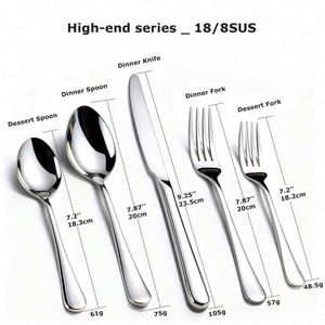 Juego de Cubiertos de Acero Inoxidable 18/8 de Alta Resistencia, Cuchara, Tenedor, Cuchillo y Cuchara para Postre Plateados para Hotel, Restaurante y Bodas - Product Image 3