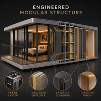 Cabane modulaire préfabriquée moderne personnalisée avec verrière panoramique pour hôtel-resort, glamping et location de vacances