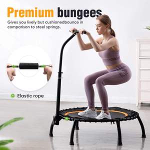 Rouser Fitness portatile Mini trampolino rotondo silenzioso rimbalzo stabile con manico regolabile in schiuma per bambini adulti che salta - Product Image 4