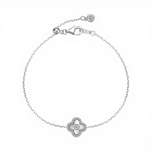 Wholesale Rhodium Plated 925 Sterling <b>Silver</b> Custom Made Women's Charm Heart Geometric Zircon Party <b>Bracelet</b> - Product Image 3
