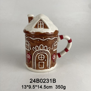 Tazas de cerámica con temática navideña con Papá Noel, hombre de jengibre, muñeco de nieve, casa de pan de jengibre, pingüino y señora Claus, Vasos - Product Image 5