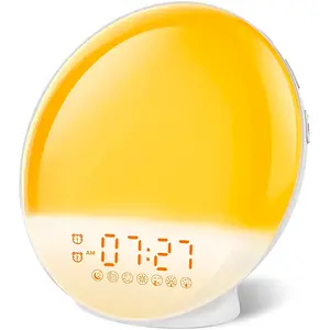 LED Colorful Atmosphere Lamp Smart Wake Up Light Sunrise Alarm Clock For Kids Adults Bedrooms Night Light