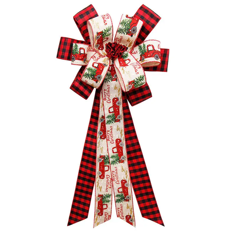 Arco di natale per albero di natale corona decorazione Buffalo Plaid Rosso Nero Plaid Archi