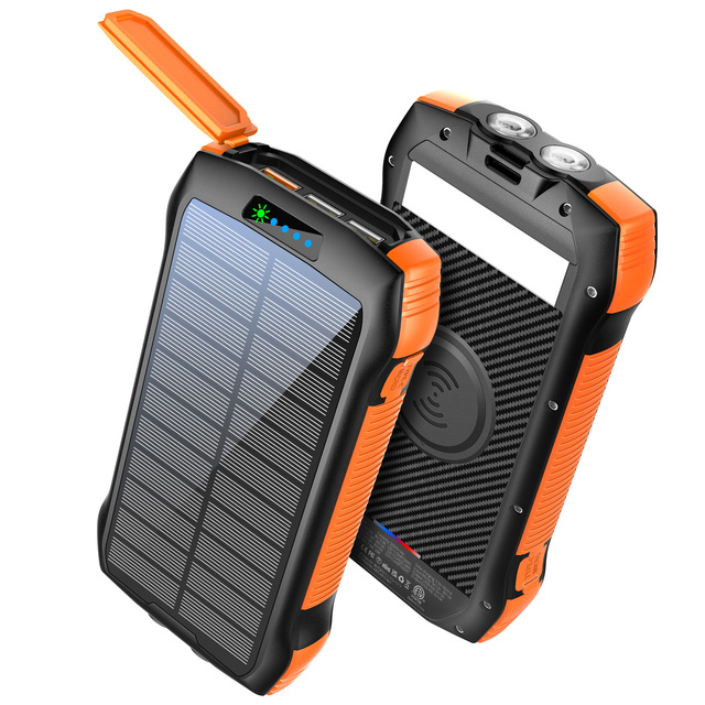 20000mah Solar Power Bank Solar Smart Portable Mobile Charger Wireless Charge Power Bank with Light Supply Waterproof  20000mah