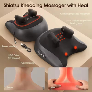 Oreiller de massage portable pour le cou et les épaules, avec vibration du muscle trapèze, pétrissage 6D, airbag chauffant, soulagement de la douleur, contrôle du temps, modèle JR-1 - Product Image 6