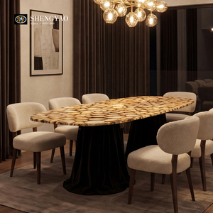 Tavolo da Pranzo Unico con Piano in Agata Bianca Traslucida Retroilluminata, Arredamento in Pietra Semi-Preziosa - Product Image 2