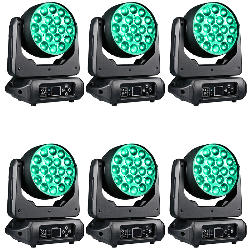 6PCS $448 19x15w Zoom Wash Moving Head Dj Lights Luces Led Dj Club Stage Light Led Moving Head Wash Disco Light