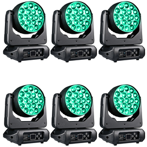 6 Unidades por $448 Foco Móvil de Zoom Wash 19x15W Luces <span class=keywords><strong>LED</strong></span> para <span class=keywords><strong>DJ</strong></span> Club Escenario Cabeza Móvil Wash Luz Discoteca - Product Image 1
