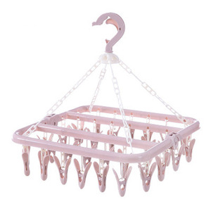 Foldable Clothes Drying Rack Square Plastic Single Tier With <b>Clips</b> For Balcony Use - Product Image 5
