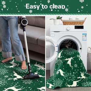Noël vert wapiti flocon de neige tapis lavable en Machine tapis antidérapant parfait décor à la maison pour chambre ou salon adolescent - Product Image 4