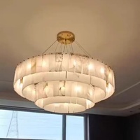 Lustre en albâtre naturel espagnol, style luxe léger, pour salon, chambre à coucher, éclairage intérieur moderne pour la maison
