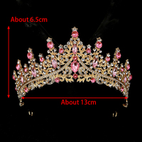 Diadème de princesse en strass fait main en gros, diadème de mariage de luxe, couronnes féminines en cristal, diadème de princesse en métal personnalisé, mode