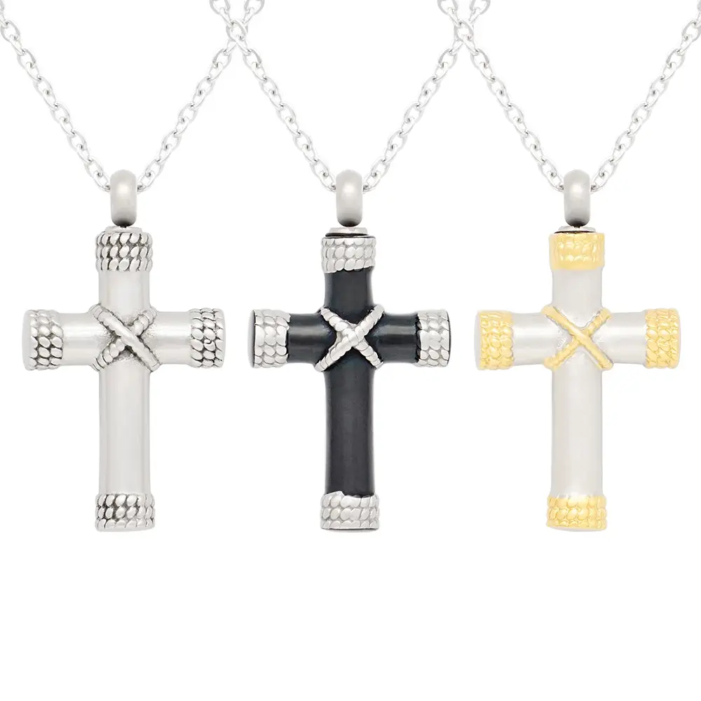 High Quality Ash Bottle Pendant Memorial Jewelry Non Tarnish Stainless Steel Cross Urn Necklace For Men Women