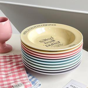 Lelyi INS Mignon Assiette En Céramique Vintage Lettre Anglaise Maison Plat À Soupe En Céramique Steak Assiette À Manger Occidentale - Product Image 1