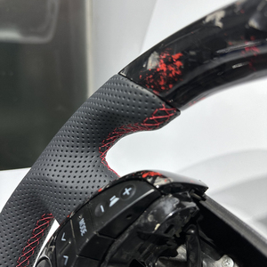 Volant sport à 3 branches en fibre de carbone forgée rouge, compatible avec Renault <span class=keywords><strong>Clio</strong></span> <span class=keywords><strong>4</strong></span> - Product Image 5