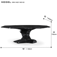 Tables à manger modernes en marbre de haute qualité, 6 places, surface irrégulière, forme facetée, pour la décoration de la salle à manger