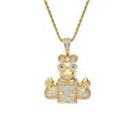 Pendentif porte-monnaie en forme d'animal, collier en laiton et zircon pour couple, homme et femme.