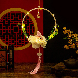 Linterna Tradicional China DIY, Redonda, para el Festival del Medio Otoño, Linterna de Mano con Conejo de Jade, Accesorio Creativo para Hanfu - Product Image 2