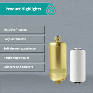 Filtro de Ducha Ecológico de Carbón Activado de 15 Etapas KDF 55 con Vitamina C, Acabado Dorado Cepillado, Agua Dura, Alta Presión, para Exteriores - Product Image 2