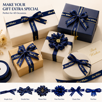 Ruban en satin personnalisé avec bordure dorée et bande élastique pour emballage de boîtes cadeaux de Noël, d'anniversaire ou de chocolat - Vente en gros