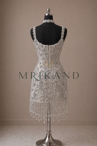 Elegante Vestido de Noche de Satén y Seda con Pedrería Hecha a Mano y Adornos de Lujo, Vestido Largo para Bodas - Product Image 4