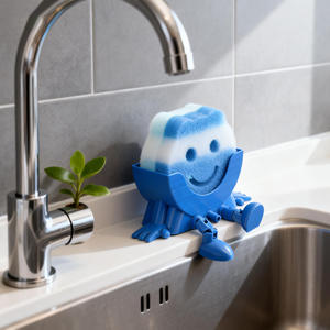 Support de rangement multifonctionnel moderne en plastique pour <span class=keywords><strong>éponge</strong></span> de cuisine, non pliable, avec égouttoir - Product Image 3