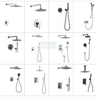 Keran Bak Mandi Air Terjun Warna Emas Brushed, Terpasang di Dinding, Bahan Kuningan Solid, Dilengkapi Hand Shower, Dua Kenop, Pengisi Bak Mandi