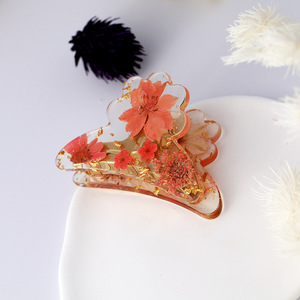 <span class=keywords><strong>Pince</strong></span> à <span class=keywords><strong>cheveux</strong></span> et barrette pour enfants Kinling, fabriquées à la main, en résine époxy avec <span class=keywords><strong>fleurs</strong></span> séchées, 7 cm, uniques et élégantes - Product Image 3