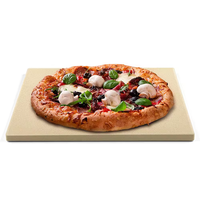 Pierre à pizza rectangulaire XL en céramique pour cuisson au four et grillades BBQ, avec poignée en cordiérite durable, 11,8x11,8x0,59 pouces