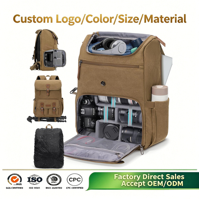 Wholesale Camera Bag Backpack for DSLR/SLR Mirrorless 15.6 Inch Laptop with Tripod Holder & Rain Cover BSCI Factory OEM/ODM