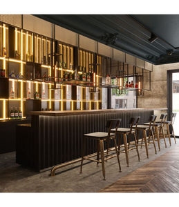 Bancone <span class=keywords><strong>Bar</strong></span> Angolare Piccolo in Pietra Artificiale su Misura, Ecologico, Moderno, per Casa, Hotel, Degustazione Vini, Finitura Lucida - Product Image 3